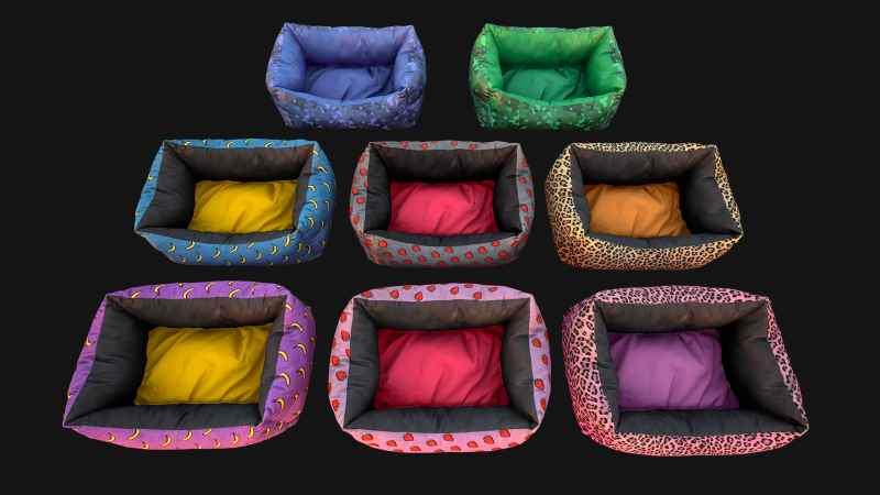 Bed Pet Pillow for Cats and Dogs Zoo Furniture 3D Модель .c4d .max .obj .3ds .fbx .stl .blend