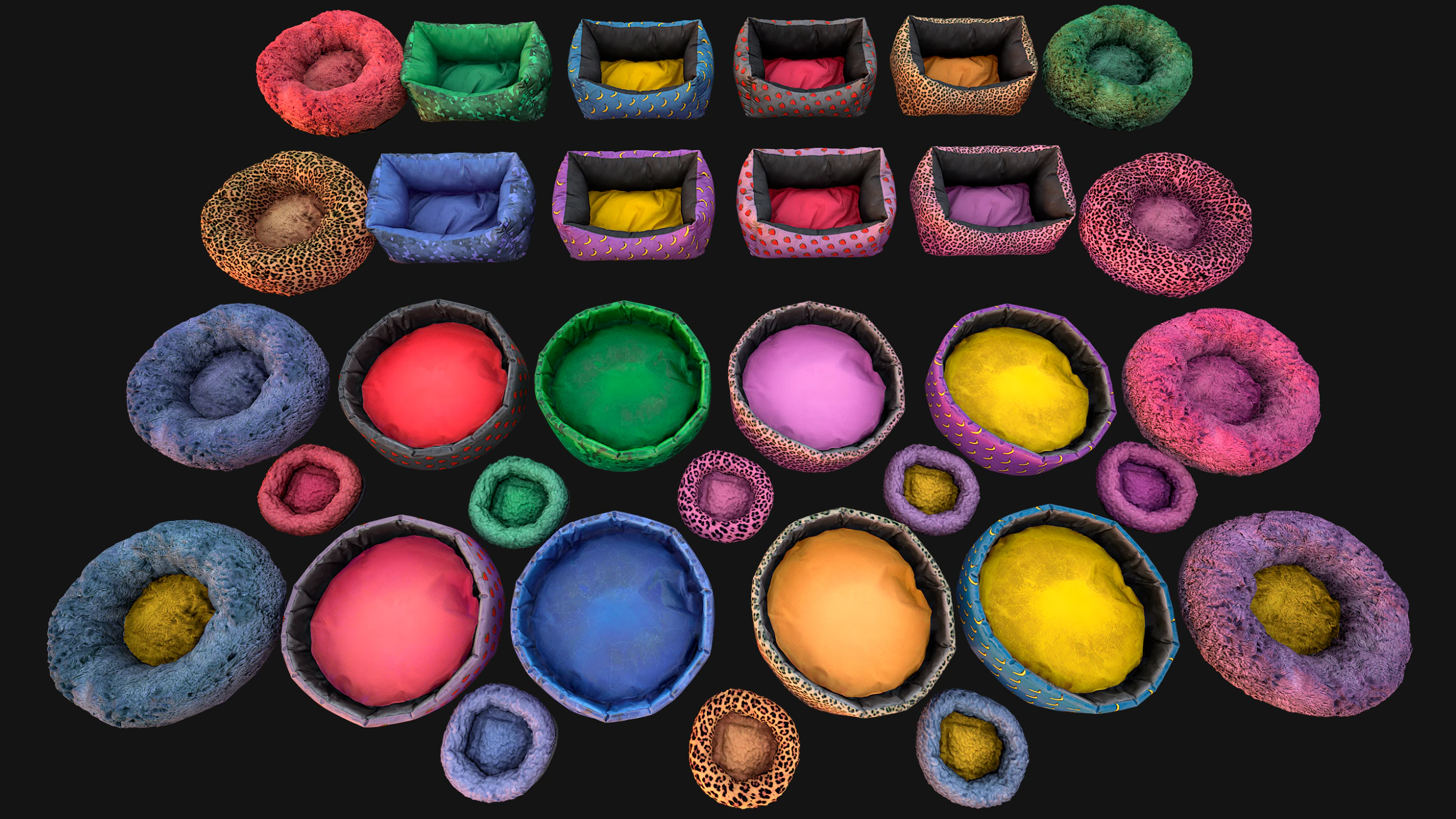 Pet Bed Sofa Pillow Cat Dog Zoo Furniture Pack 3D Model .c4d .max .obj .3ds .fbx .stl .blend 