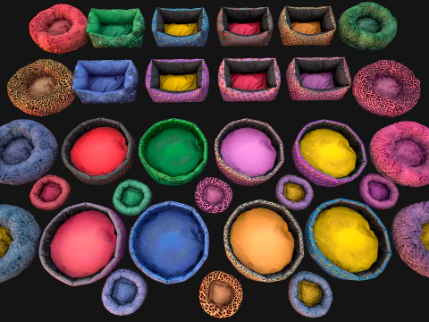 Zestaw mebli do zoo dla zwierząt domowych. Poduszka dla kota i psa Model 3D