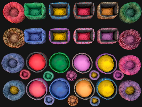 Pet Bed Sofa Pillow Cat Dog Zoo Furniture Pack 3D Model
