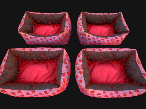 Pet Bed Sofa Pillow Cat Dog Zoo Furniture Pack 3D Model