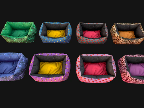 Pet Bed Sofa Pillow Cat Dog Zoo Furniture Pack 3D Model