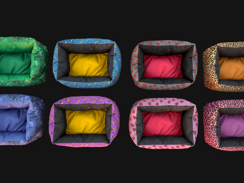 Pet Bed Sofa Pillow Cat Dog Zoo Furniture Pack 3D Model