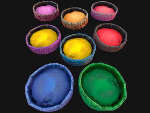 Pet Bed Sofa Pillow Cat Dog Zoo Furniture Pack 3D Model