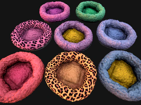 Pet Bed Sofa Pillow Cat Dog Zoo Furniture Pack 3D Model