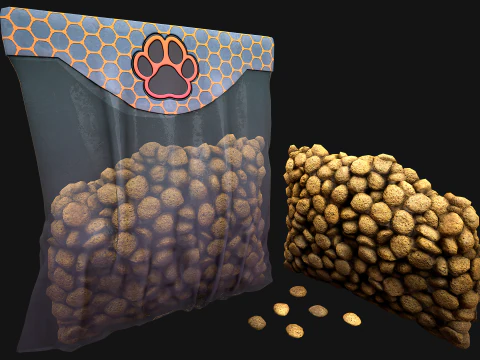 Dry Food for Pet Cat Dog Animal 3D Model
