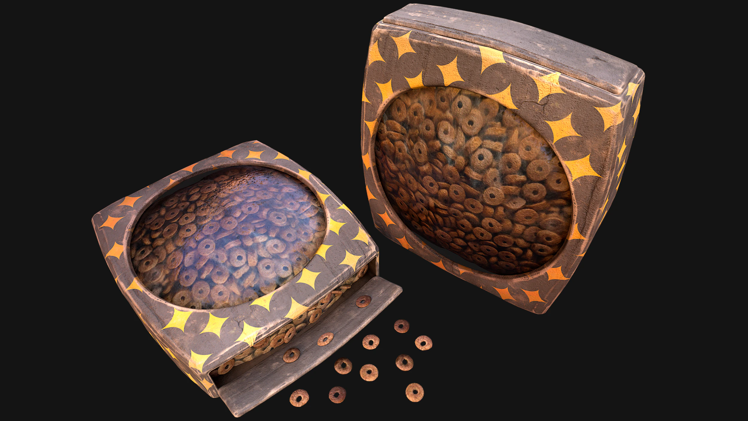 Dog Cat Pet Food Cookies Cereals Packaging 3D Model .c4d .max .obj .3ds .fbx .stl .blend 