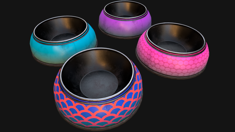 Pet Food Bowl Dishes for Cat Dog 3D 모델 .c4d .max .obj .3ds .fbx .stl .blend