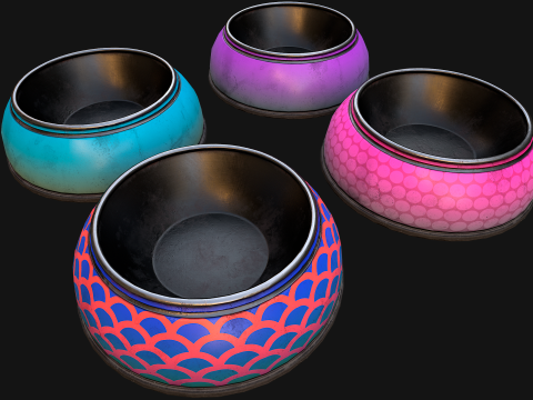 Pet Food Bowl Dishes for Cat Dog 3D 模型