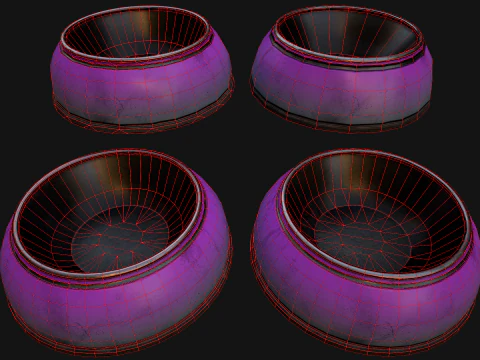 Pet Food Bowl Dishes for Cat Dog 3D Model