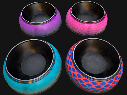 Pet Food Bowl Dishes for Cat Dog 3D 모델