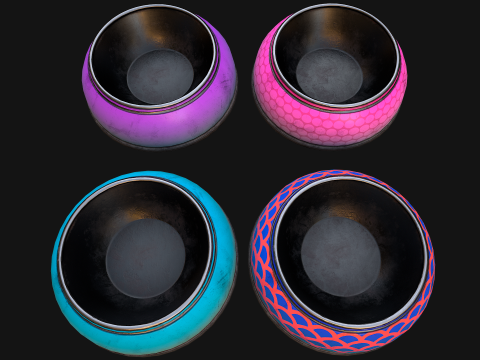 Pet Food Bowl Dishes for Cat Dog 3D 모델