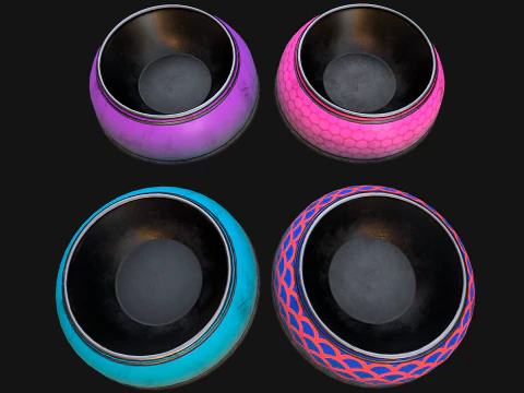Pet Food Bowl Dishes for Cat Dog 3D Model