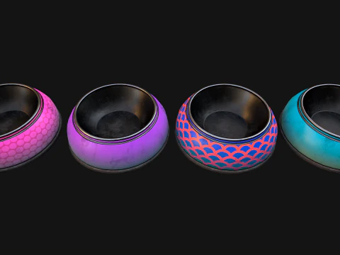 Pet Food Bowl Dishes for Cat Dog 3D Model