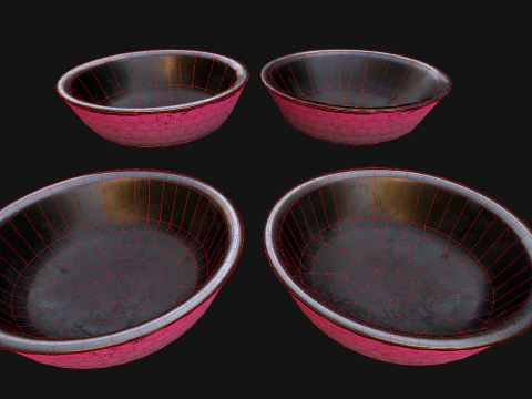 Pet Food Bowl Dishes for Cats Dogs 3D Model
