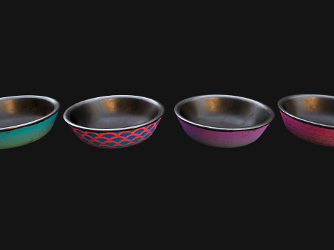 Pet Food Bowl Dishes for Cats Dogs 3D Model