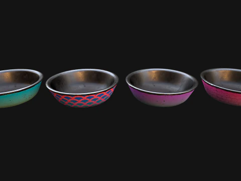 Pet Food Bowl Dishes for Cats Dogs 3D Model