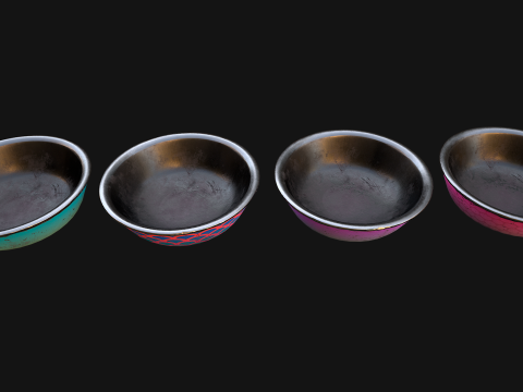 Pet Food Bowl Dishes for Cats Dogs Modello 3D