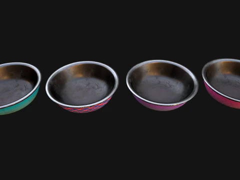 Pet Food Bowl Dishes for Cats Dogs 3D Model