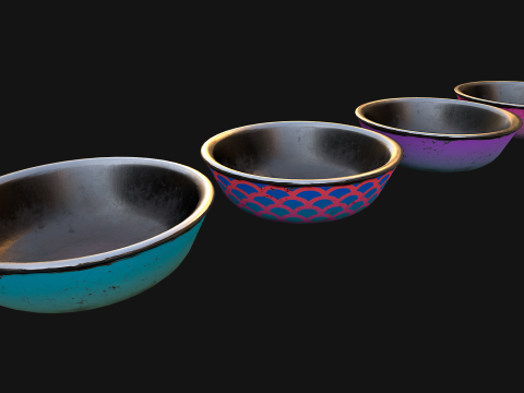 Pet Food Bowl Dishes for Cats Dogs Modello 3D