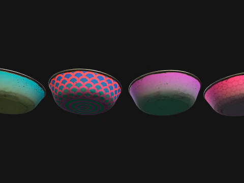 Pet Food Bowl Dishes for Cats Dogs 3D Model