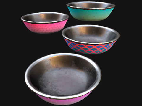 Pet Food Bowl Dishes for Cats Dogs Modello 3D