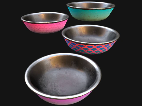 Pet Food Bowl Dishes for Cats Dogs 3D Model
