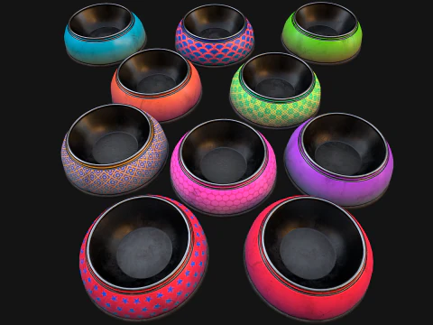 Tigela Pet Food Gato Cachorro Conjunto 10 Cores Modelo 3D
