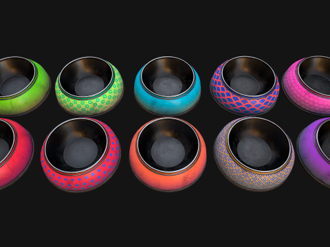 Bowl Pet Food Cat Dog 10 Colors Set Modèle 3D