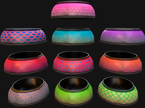 Tigela Pet Food Gato Cachorro Conjunto 10 Cores Modelo 3D