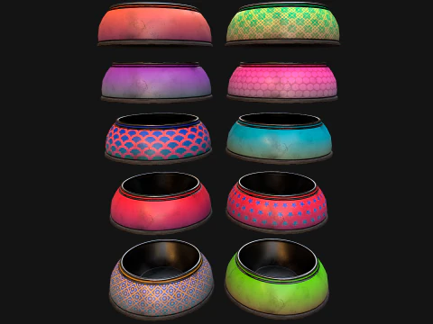 Tigela Pet Food Gato Cachorro Conjunto 10 Cores Modelo 3D