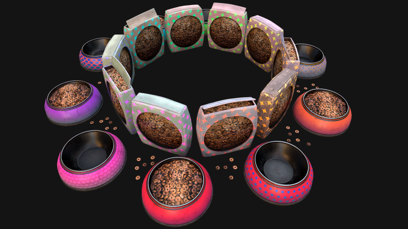 Bowl Packaging Dry Cereal Food for Pet Dog and Cat Pack 3D Модель .c4d .max .obj .3ds .fbx .stl .blend