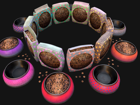Bowl Packaging Dry Cereal Food for Pet Dog and Cat Pack 3Dモデル