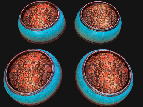 Bowl Packaging Dry Cereal Food for Pet Dog and Cat Pack 3D Model