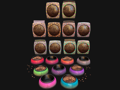 Bowl Packaging Dry Cereal Food for Pet Dog and Cat Pack 3D Модель