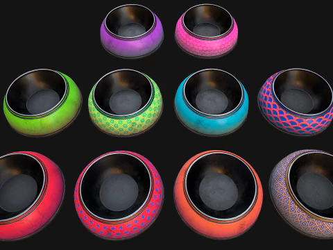 Bowl Packaging Dry Cereal Food for Pet Dog and Cat Pack 3D Model