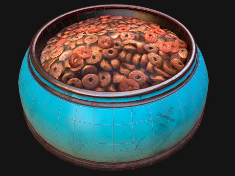 Bowl Packaging Dry Cereal Food for Pet Dog and Cat Pack 3D Model
