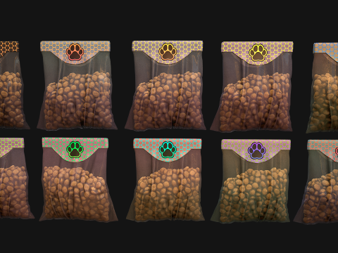Food in a Bowl Cat Dog Pet Zoo Set 3D 모델