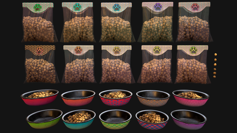 Food in a Bowl Cat Dog Pet Zoo Set 3D 모델 .c4d .max .obj .3ds .fbx .stl .blend