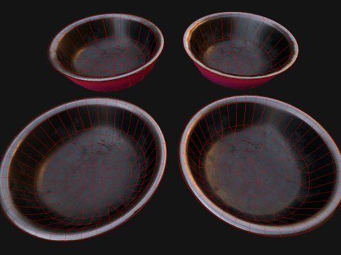 Food in a Bowl Cat Dog Pet Zoo Set 3D 모델