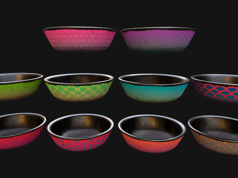 Food in a Bowl Cat Dog Pet Zoo Set 3D 모델