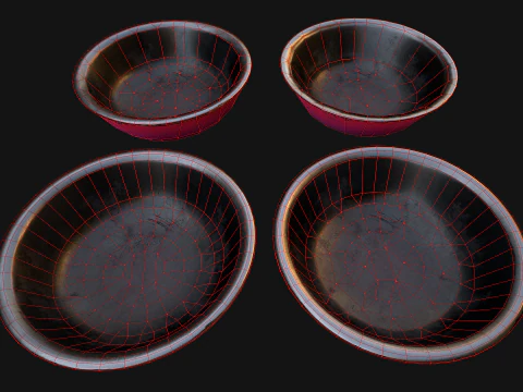 Food Water in a Bowl Dog Cat Pet Pack Flakes Treats 3D Model