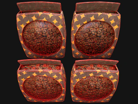 Food Water in a Bowl Dog Cat Pet Pack Flakes Treats 3D Model