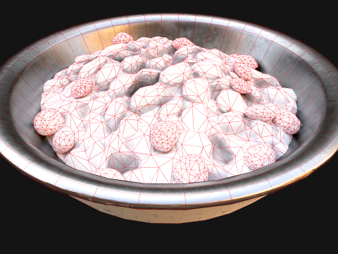 Food Water in a Bowl Dog Cat Pet Pack Flakes Treats 3D मॉडल