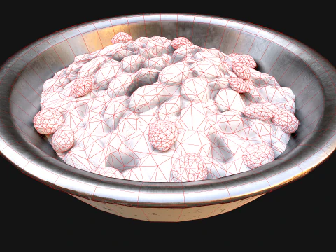 Food Water in a Bowl Dog Cat Pet Pack Flakes Treats 3D Model
