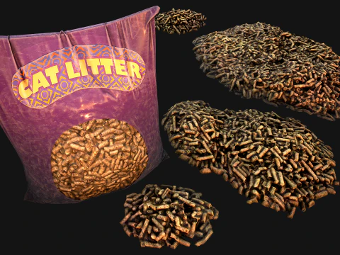 Cat Toilet Litter Filler Pet Set 3D Model