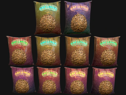 Cat Toilet Litter Filler Pet Set 3D Model