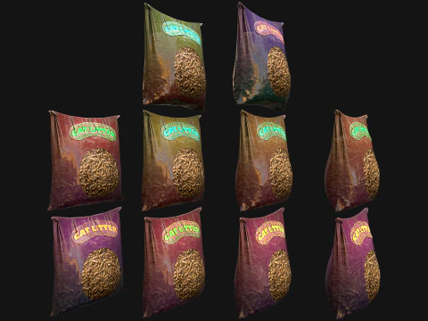 Cat Toilet Litter Filler Pet Set 3D Model