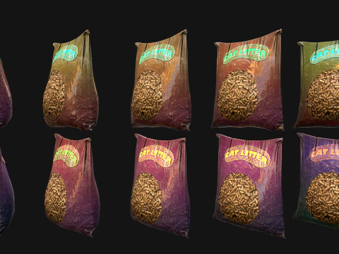 Cat Toilet Litter Filler Pet Set 3D Model