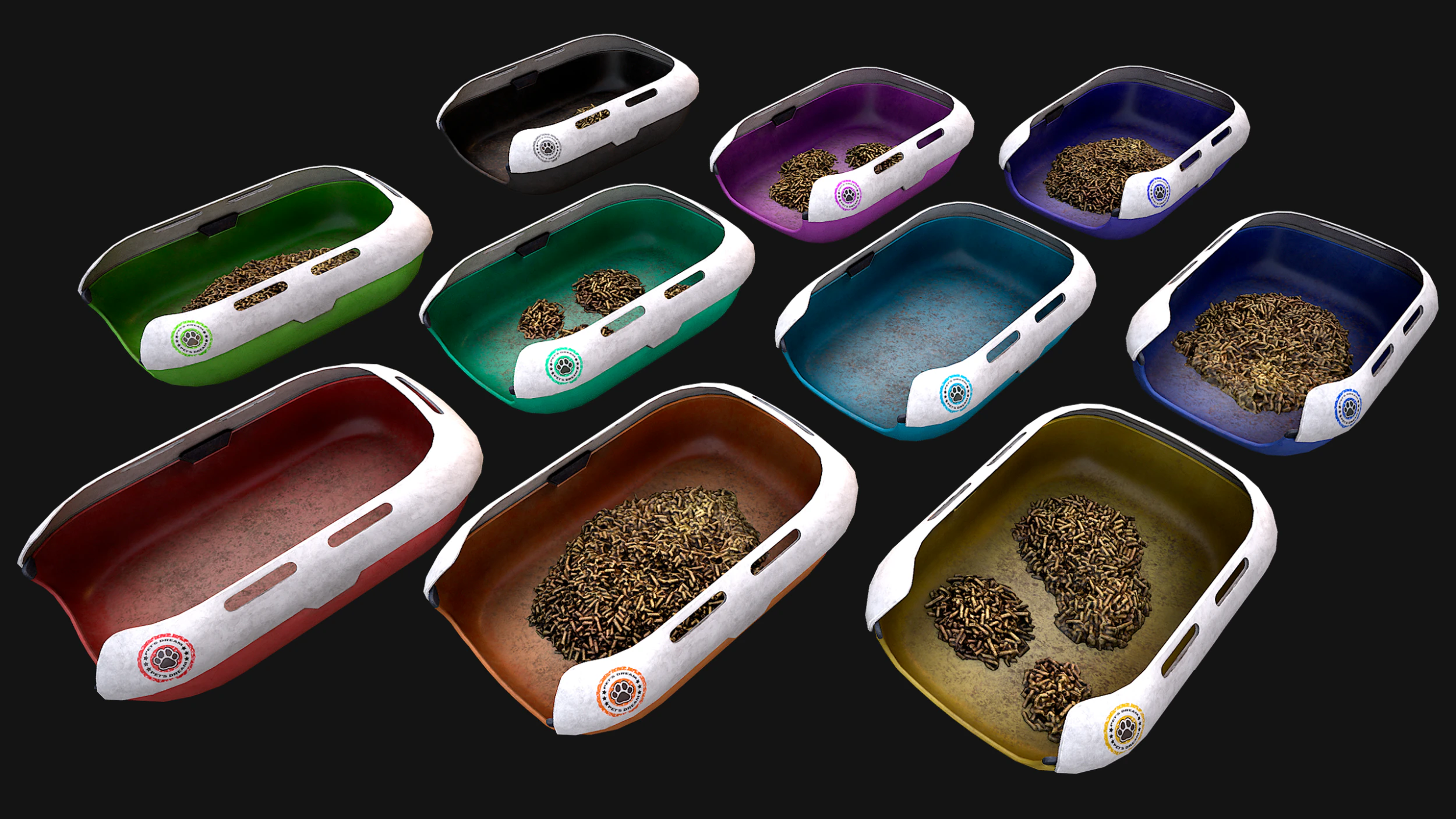 Toilet Pet Cat Litter Box Filler zoo Furniture Pack 3D Model .c4d .max .obj .3ds .fbx .stl .blend 